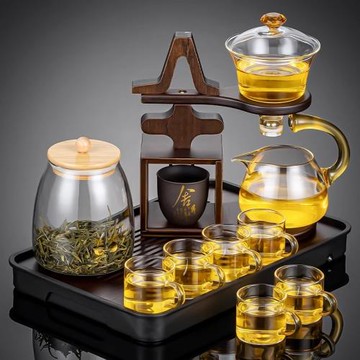 2025新款玻璃茶具自動套裝高端家用磁吸泡茶壺帶茶盤功夫茶壺茶杯