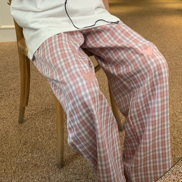 褲子女裝夏季新款設計感休閑格子褲小個子薄款闊腿褲拖地長褲