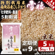 特別栽培米南魚沼産こしひかり「雪穂」 玄米 5kg 全9回