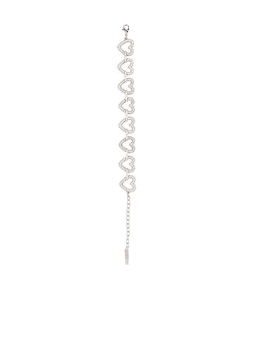 MACH & MACH - crystal heart chain bracelet - women - Brass - One Size - Silver