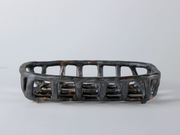 /長條宇宙/ 手捏陶瓷網籃 深咖啡