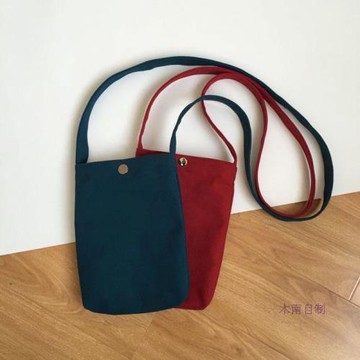 春夏新款布藝復古休閑帆布小包 男女簡約厚實斜挎包帆布迷你小包