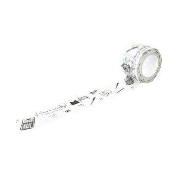 TPL 紙膠帶 手繪文具與貓貓 - 2.5cm x 10m 台灣製造  白色  1個