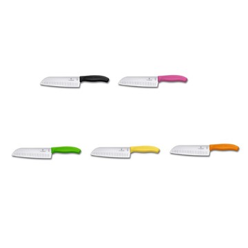 【Victorinox 瑞士維氏】SWISS CLASSIC 日式主廚三德刀-黑/綠/黃/橘/桃【墊腳石】