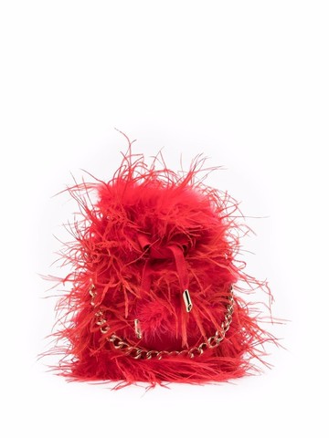 Atu Body Couture - feather-embellished tote bag - women - Ostrich Feather/Fabric - One Size - Red