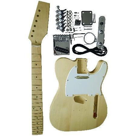 HENGYEE DIY Electric Guitar Kits Tele Style Beginner Kits String Right Handed with Basswood Body Hard Maple Neck Maple Fretboard Chrome Hardware Bui