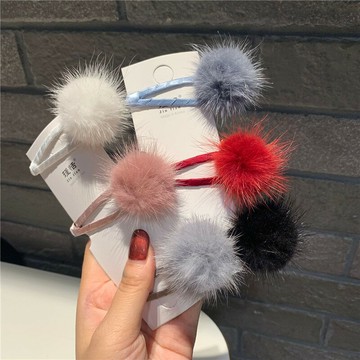 日韓名媛風秋冬新款水貂毛大水滴發夾貂毛球球夾子溫暖毛毛卡子