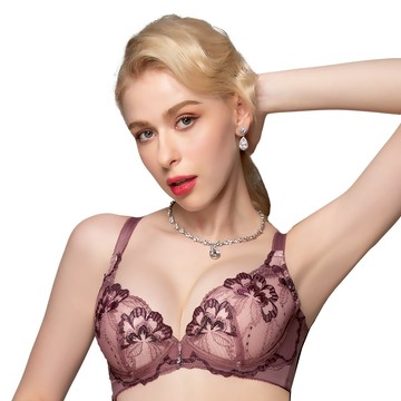 SWEAR 思薇爾 午夜仙境 系列 B-G罩 蕾絲 刺繡 包覆 女 內衣 (玫褐色)