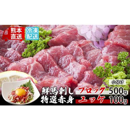 ふるさと納税 馬刺し 特選 赤身 500g ブロック ユッケ 100g セット 熊本直送 国内肥育 馬刺 馬肉 肉 お肉 冷凍 国産 又は カナダ産 配送不可：離島 熊本県錦町