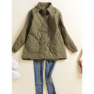 夾棉保暖襯衫女長袖中長款秋冬新品休閑開衫女純棉襯衣顯瘦棉外套