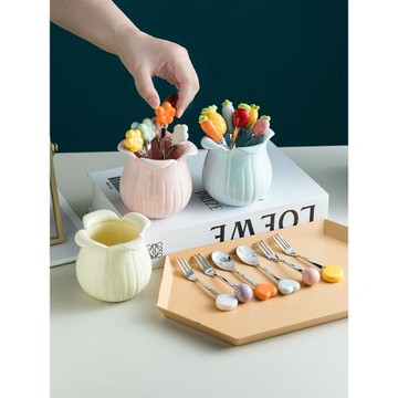 304不銹鋼水果叉子套裝兒童安全個性高端創意可愛點心水果簽家用