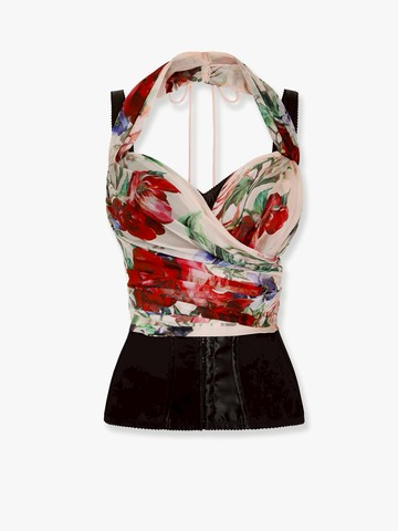 Chiffon bustier top with iconic floral print - DOLCE & GABBANA - gender_Woman