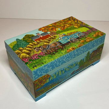 秋季盒子、儲物木製室內裝飾、自然繪畫、家庭辦公室