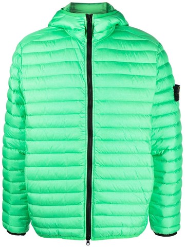 Stone Island - panelled down hooded jacket - men - Feather Down/Polyamide/Polyamide - S - Green