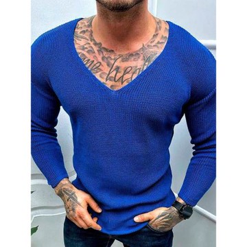 2023歐美夏季新款針織衫V領長袖大碼薄款打底衫毛衫Men knitwear