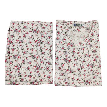 全加誼 全開扣女薄長袖 純棉居家睡衣套裝 無領  L  紅色