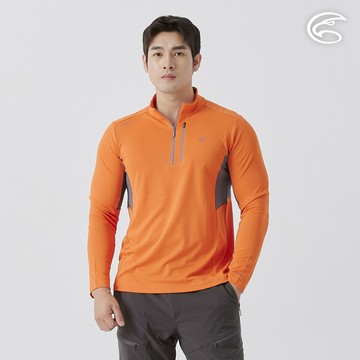 男UPF50+防曬抑菌半門襟長袖排汗衣 AL2511021 橘褐色 (M-2XL)