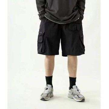 夏季新款潮牌日系機能風工裝短褲男寬松大口袋直筒速干運動五分褲