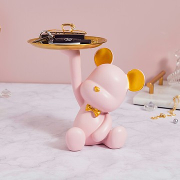 暴力熊擺件進門鑰匙收納盤客廳入戶玄關電視柜樹脂裝飾品喬遷送禮