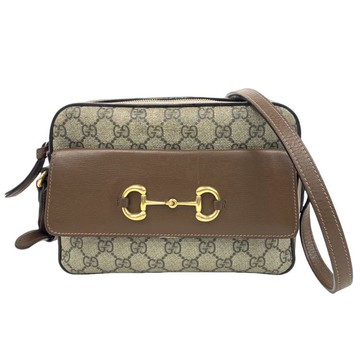 gucci棕色老花帆布肩背包