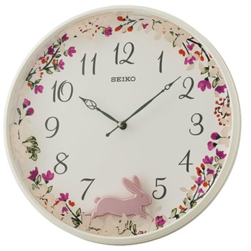 seiko SK037 精工鐘 (QXC238W) 搖動擺飾田園花園兔子風格標準鐘/33*6.7cm｜樂天領券現折★全館特惠中★指定刷卡回饋10%