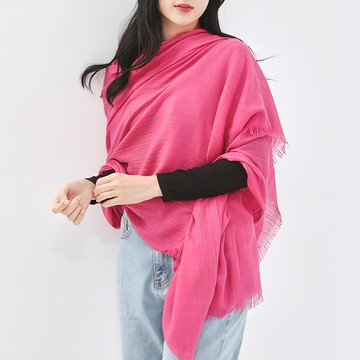 KissDiamond 韓系 INS 素面棉麻圍巾  195 x 95cm  玫紅色