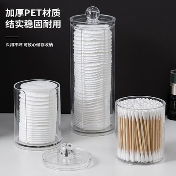 💥桃園出貨💥透明亞克力桌麵化妝棉收納盒棉簽梳妝臺帶蓋防塵粉撲整理置物架