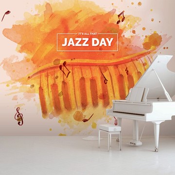 簡約創意涂鴉水彩墻紙音樂教室琴行工作室培訓班藝術學校背景壁紙