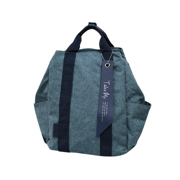 日本 nicott - Take me 3Way多機能媽媽包-麻花藍 (尺寸：高37 x 寬24(底部)~44(最寬處) x 深14.5(cm)重...