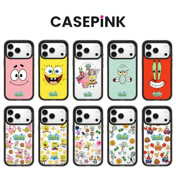 Magsafe磁吸CASEPiNK海綿寶寶16Pro手機殼適用亞克力黑邊框iPhone15Pro蘋果14Promax少女13派大星保護套情侶