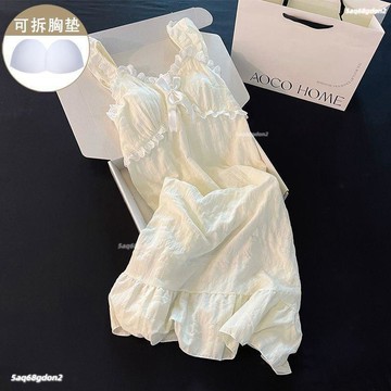 可可裡👛睡衣 公主睡衣 宮廷風甜美睡衣 女夏季氣質帶棉墊 超仙花邊睡裙 公主風小個子家居服 公主睡裙 居家服 帶胸