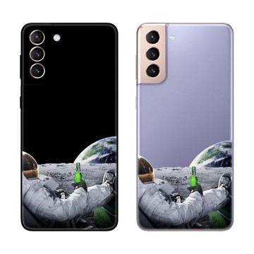 搞笑太空宇航員喝啤酒沙雕適用三星S21/21+/21ultra/20/20+手機殼