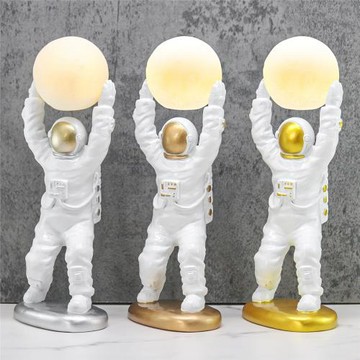 宇航員月球燈臥室太空人宇航員擺件炫彩月球燈航天員宇航員擺件