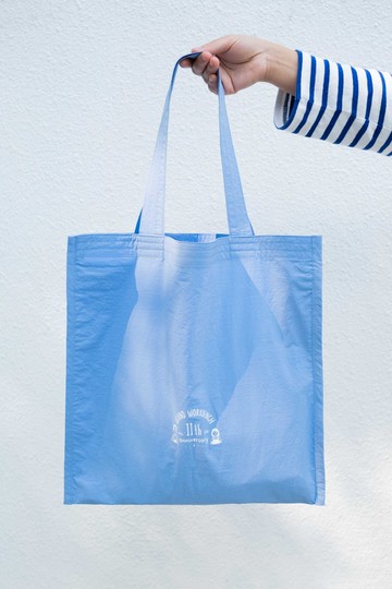 島中坊研 11週年 紀念環保袋 粉藍色布料配白色印花