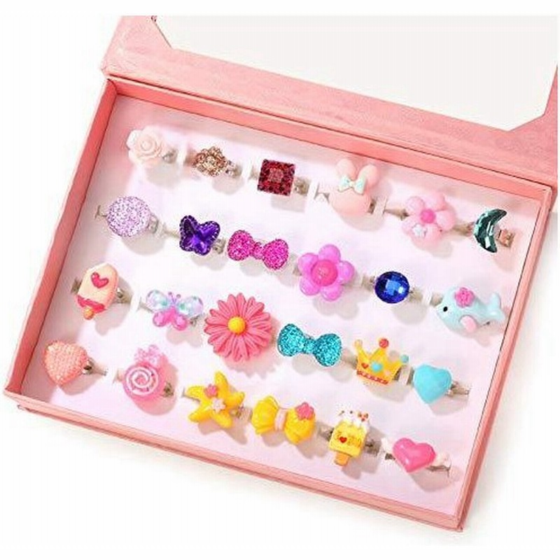 24個 かわいいジュエリー指輪セット おもちゃ 女の子リング かわいい指輪 サイズ調節でき 収納ボックス付き 宝石リング 子供用 女の子 縁日 景品 通販 Lineポイント最大0 5 Get Lineショッピング