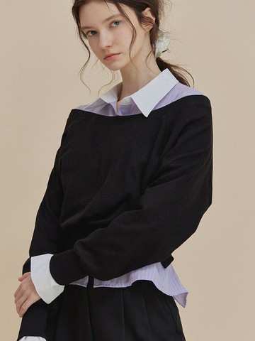 Off-Shoulder Slit Crop Cotton T-Shirt