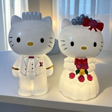 ✨元氣新品✨卡通HelloKitty感應燈擺件拍拍發光小夜燈宿舍牀頭燈生日禮物擺件AGRO