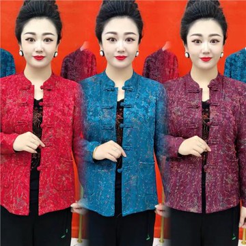 外套女復古盤扣2025春秋時尚碎花開衫洋氣中老年媽媽寬松唐裝上衣