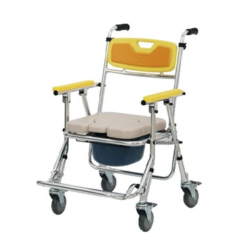 富士康 鋁附輪收合馬桶椅 (升級凹型子母墊/可調高低/EVA背)FZK-4546【杏一】