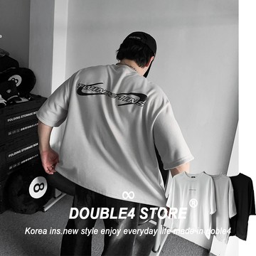 【DOUBLE4】短版 寬鬆短袖 Clean Fit 後立體英文 TWINX21INS 男女 boxy 2534