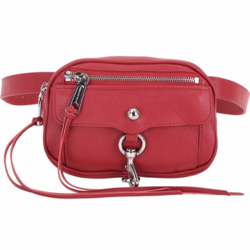 Rebecca Minkoff Blythe 銀釦流蘇飾皮革腰包(猩紅色)