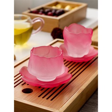 初雪漸變琉璃上神杯冰凍燒主人杯日式功夫茶杯品茗杯手工玻璃杯子