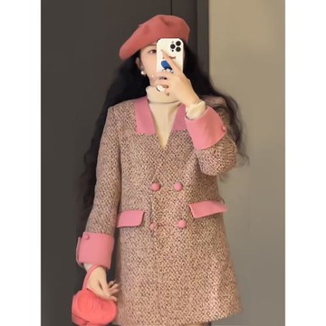 法式別致中長款小香風外套女2025春秋新款千金名媛風雙排扣polo裙