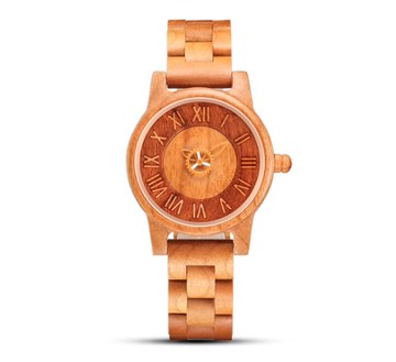 shifenmei【日本代購】復古懷舊木錶  女錶 圓形字母 S5557-01