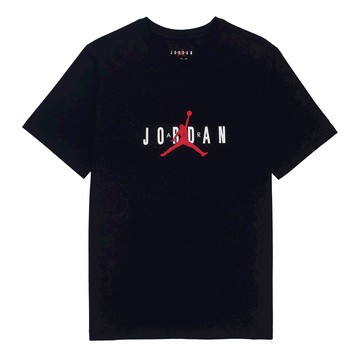 Air Jordan Alphabet Flying Man Logo Printing Round Neck Casual Short Sleeve Black