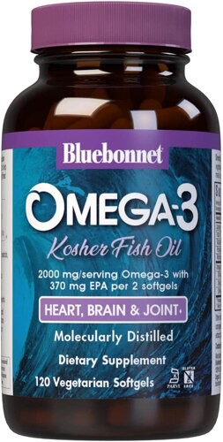 Bluebonnet Nutrition Natural Omega-3 Kosher Fish Oil 120 Vegetarian Softgels
