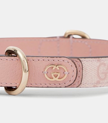 Gucci GG leather-trimmed dog collar