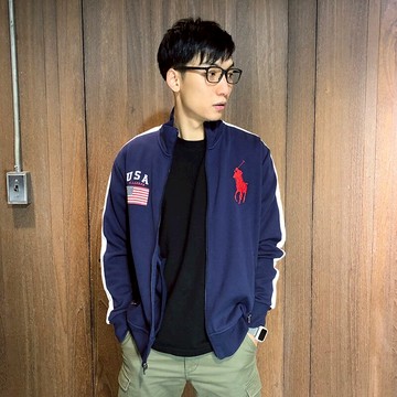 美國百分百【全新真品】Ralph Lauren RL 國旗 大馬 立領 外套 夾克 POLO 深藍 M-XL號 H681