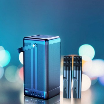 ★【美國YOULISN】雙麥組 智能一鍵消除人聲便攜式手機K歌藍芽音響(S12) K歌藍芽音響(S12)_雙麥組