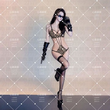 網紅廢土風大碼豹紋綁帶連體辣妹套裝 酒吧夜店蹦迪御姐時尚女裝011715